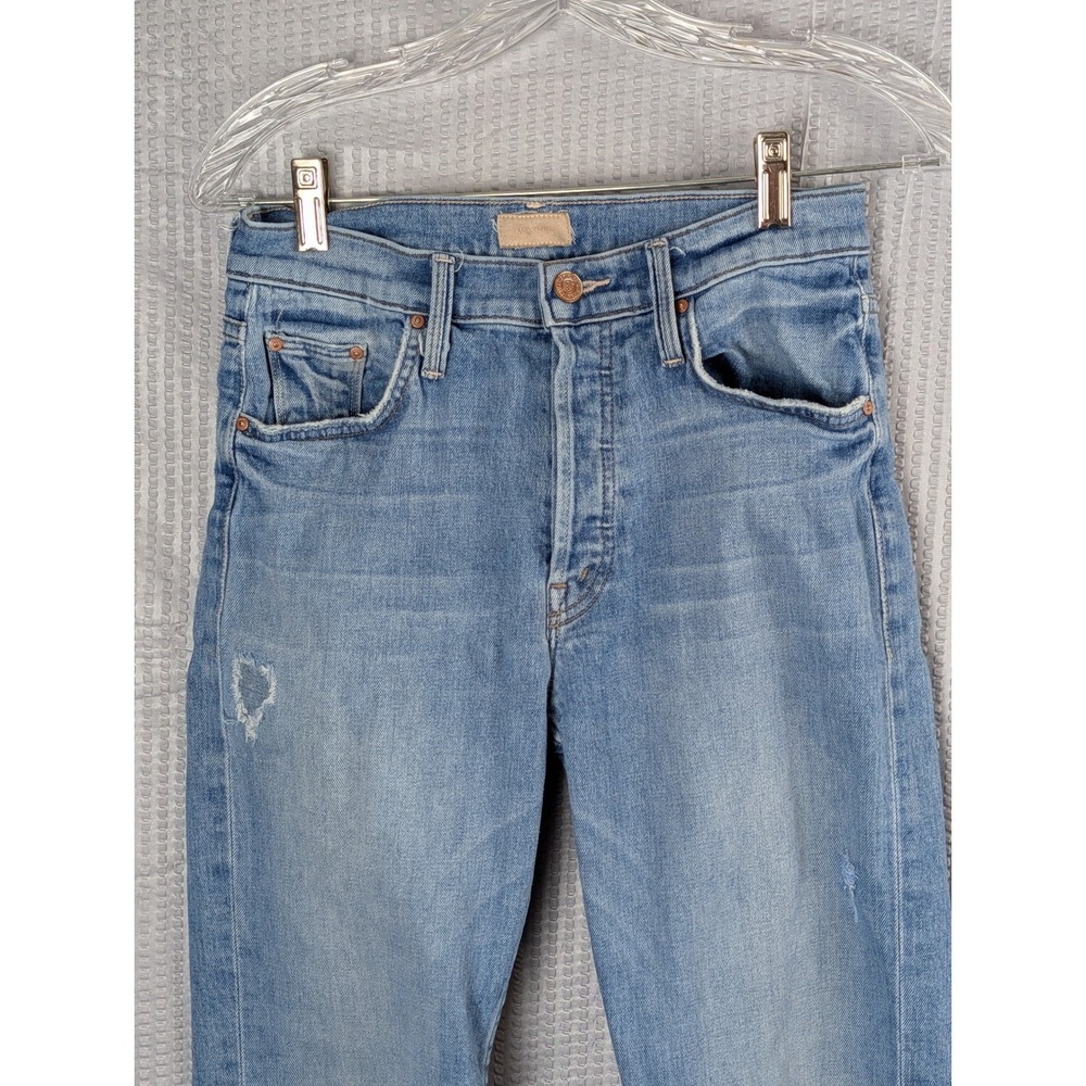 MOTHER‎ The Tomcat Ankle Jeans Womens 27 Light Wash Distressed Button Fly